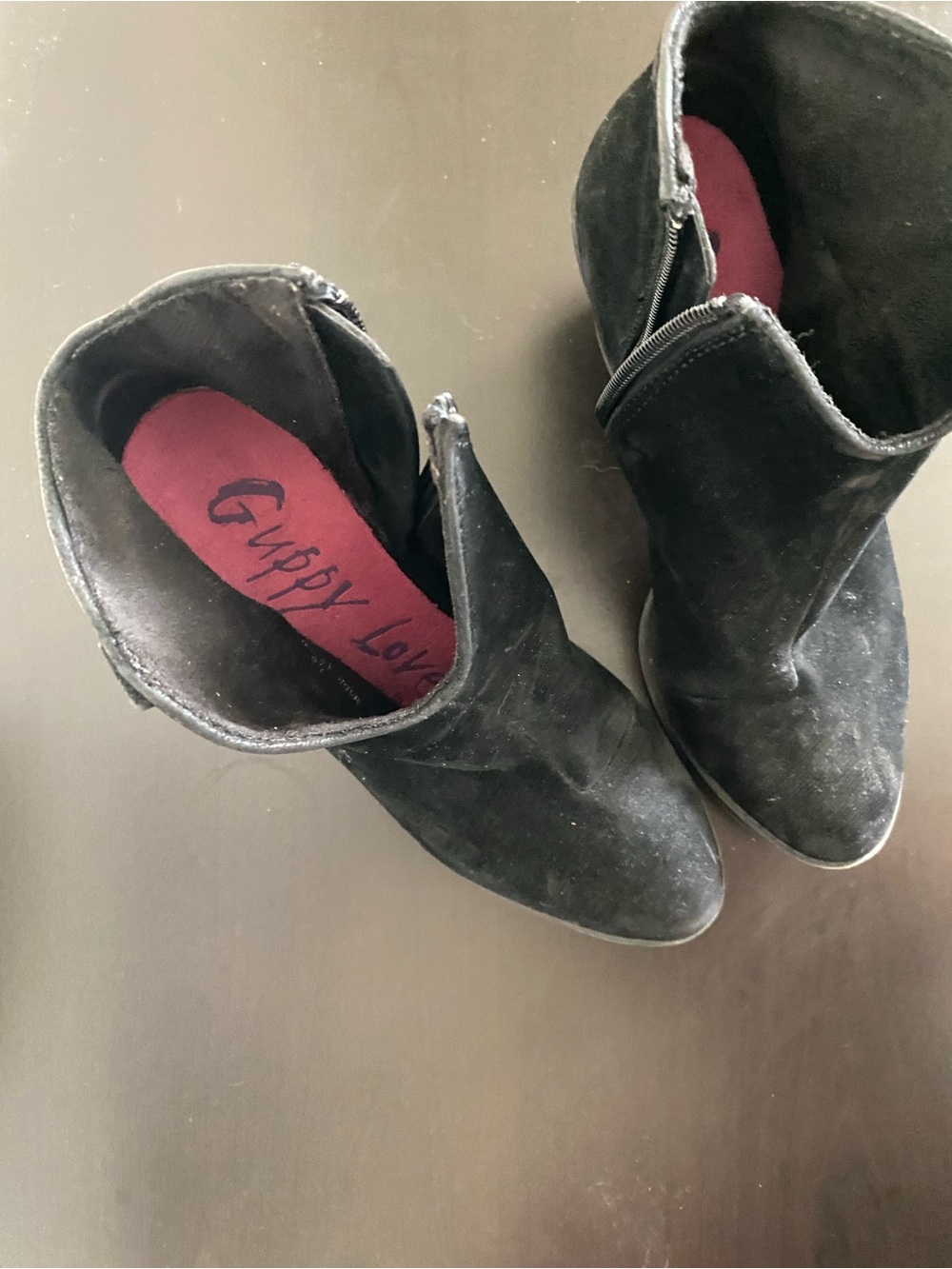 Black Suede Ankle Booties with Side Zip